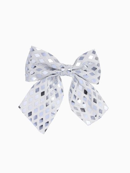 !09 Ёлочные игрушки (набор 2 штуки) «Зимнее волшебство. Бант люкс» пластик, 12×11 см, серебро