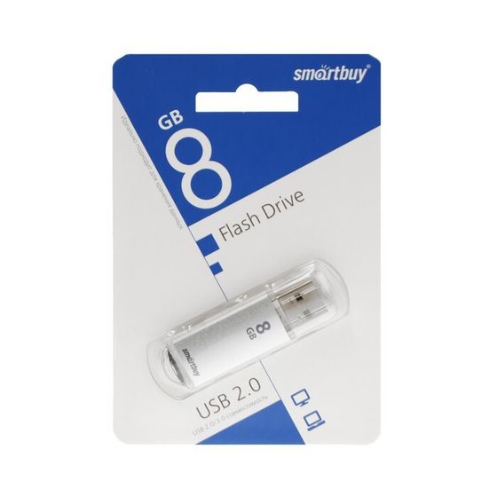 Флешка Smartbuy V-Cut, 8 Гб, USB 2.0, чт до 25 Мб/с, зап до 15 Мб/с, серая