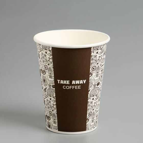 Стакан бумажный &quot;Take Away COFFEE&quot; для горячих напитков, 350 мл, диаметр 90 мм
