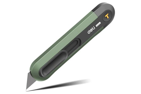 Технический нож &quot;Home Series Green&quot; Deli HT4008L Т-образное лезвие с механизмом автоматического возврата, эксклюзивный дизайн, корпус из вы