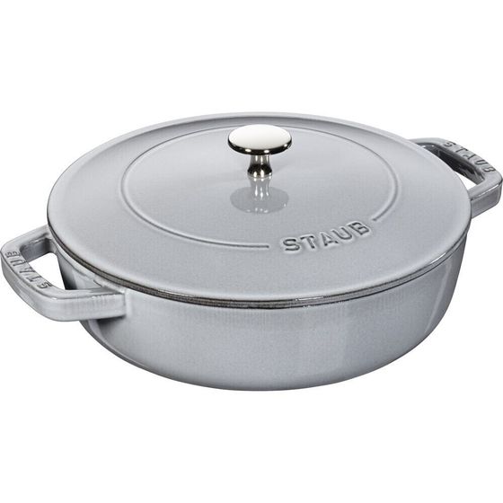 Staub 24 CM Patelnia Z Dwoma Uchwytami Żeliwna Z Pokrywką