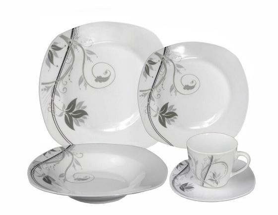 Porcelain 20 Piece Square Dinnerware Set Service for 4