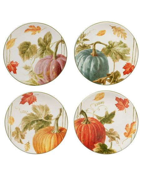 Autumn Harvest Dessert Plate, Set of 4