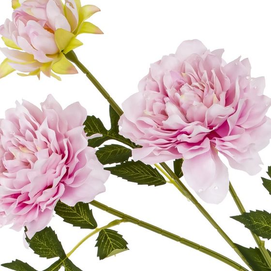 Цветок искусственный с каплями росы "Пион" , L12 W10 H66 см