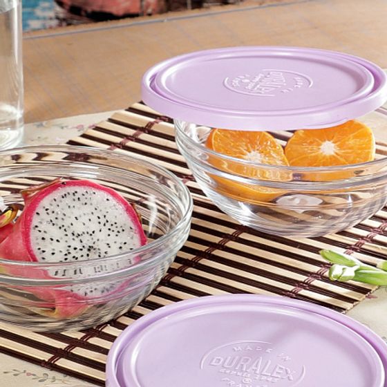Салатник FRESHBOX 925мл 17см круглый с фиолетовой крышкой