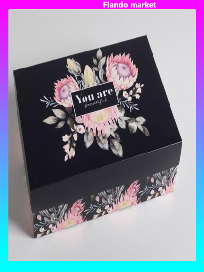 !Коробка складная «Цветы», 30 × 20 × 9 см