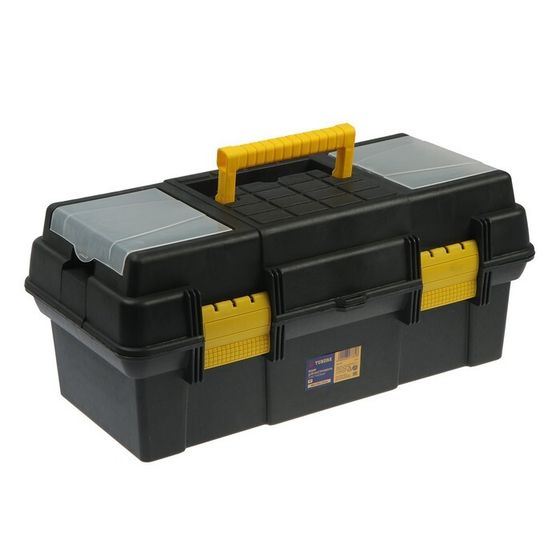 Ящик для инструмента ТУНДРА, 19&quot;, 490 х 245 х 215 мм, пластиковый, лоток, два органайзера