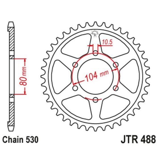 Звезда ведомая JT sprockets JTR488-44, цепь 530, 44 зубья