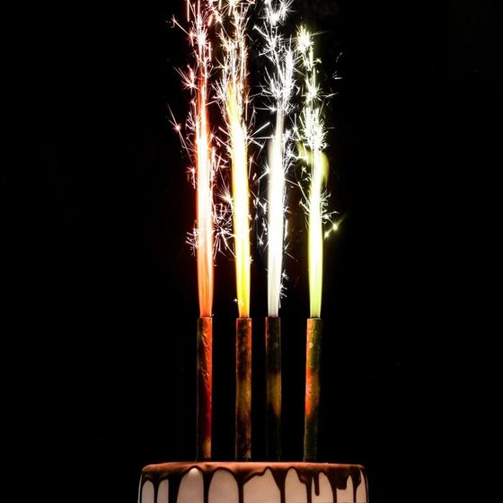 Свечи фонтаны для торта &quot;Неон&quot;, 17,5 см, 60 секунд, цветное пламя, 4 шт