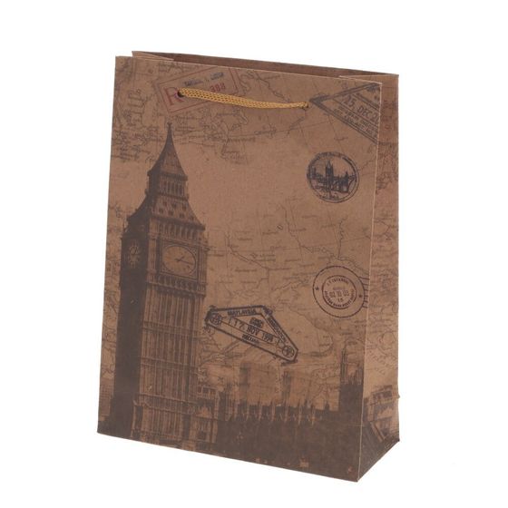 Пакет подарочный (бумага 210г/м2, блок 12шт), L15 W6 H20 см, 4в.