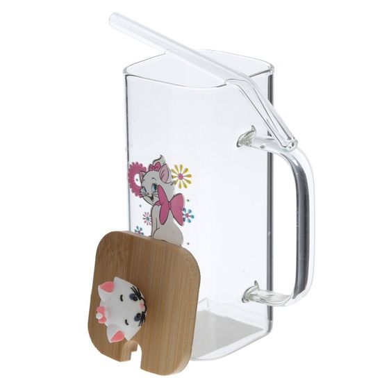 Кружка с крышкой и трубочкой, L6 W6 H13,5 см, 1 штука, дизайн микс