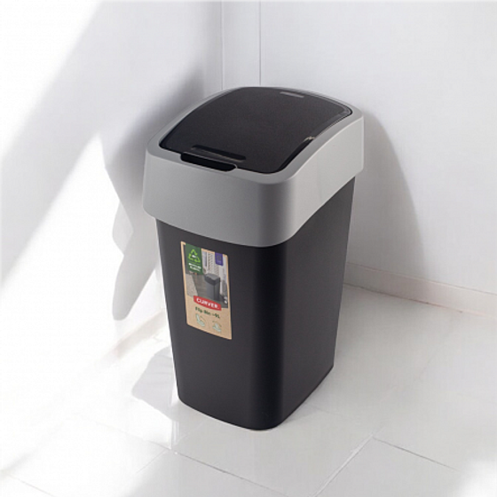 Контейнер для мусора FLIP BIN чёрный/серый 9л