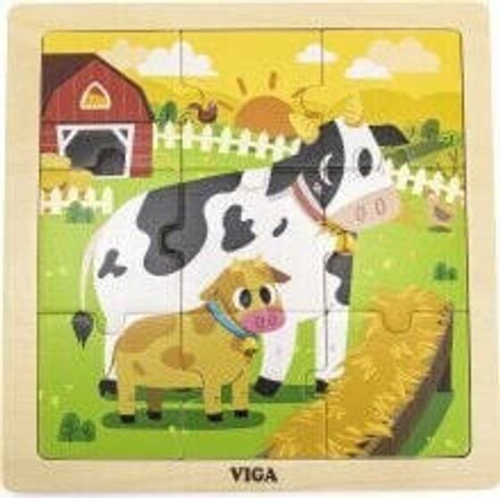 Viga Viga 44623 Puzzle na podkładce 9 elementów - Krowa