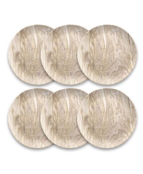 Melamine Faux Real Desert Wood Dinner Plates, Set of 6