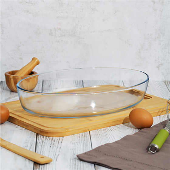 Овальная форма с крышкой XL 3л 35х24х6см зеленая