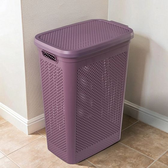 Корзина для белья DIAMOND фиолетовая 48л 44.5х28.3х59.2см узкая