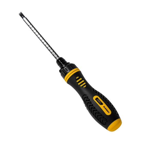 Отвертка двухсторонняя с трещеткой Deli DL626011 PH2+SL6x180мм длина 180-230мм диаметр хвостовика 6.3мм
