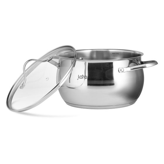 Кастрюля Lara LR02-362 APPLE 11.1л стекл.крышка серебристый