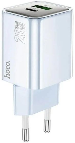 Сетевое З/У Hoco N46 Glorious 1хType-C+1xUSB 20Вт 5В 3А PD/QC/AFC синий