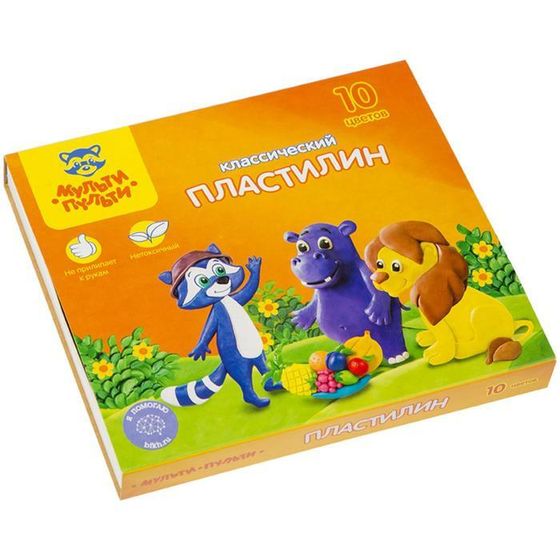 Пластилин 10 цветов &quot;Мульти-пульти&quot;, &quot;Приключения Енота&quot;, стек, картонная упаковка, 200 г