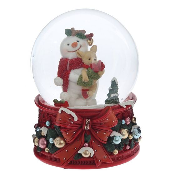 Фигурка декоративная &quot;Снеговик&quot; в стекл шаре (ключ, муз), L10 W10 H14 см, 2в.