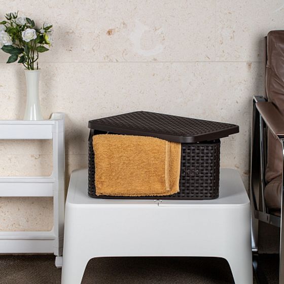 Корзина RATTAN STYLE BOX M крышка тёмно-коричневая