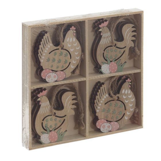 Набор из 8-ми изделий декоративных подвесных &quot;Курица/Петух&quot; (4,5*0,5*6), L12,5 W12,5 H1,5 см