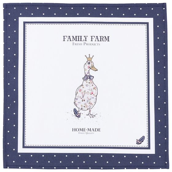 САЛФЕТКА &quot;FAMILY FARM&quot;,40Х40СМ, 100% ХЛОПОК,БЕЛЫЙ,ТВИЛ,