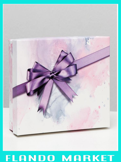 !09 Набор 4 штуки, Коробка подарочная «Бант», сиреневая, 21 х 15 х 5 см