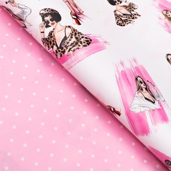 !09 Бумага упаковочная (набор 3 листа) глянцевая "Леди", двусторонняя, 70 х 100 см.