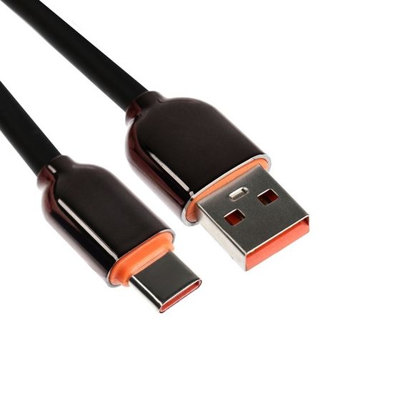 Кабель Type-C - USB, 6 A, оплётка PVC, 1 метр, чёрный