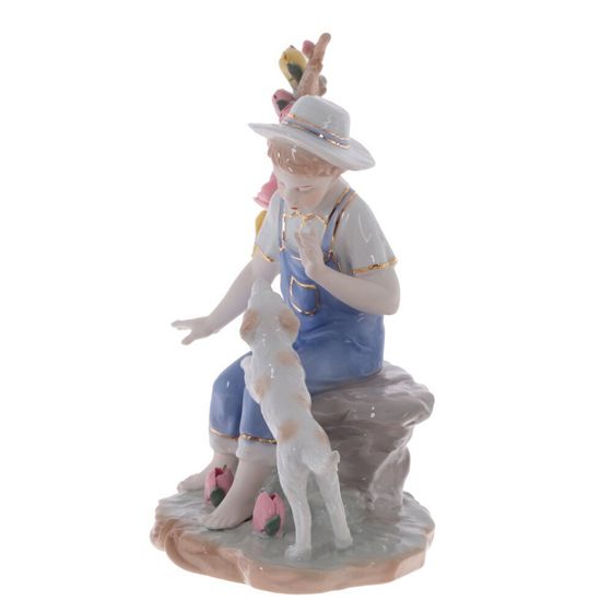 !09 Фигурка декоративная "Мальчик с собакой", 25x13x24 см.