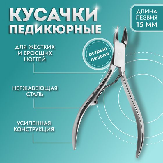 Кусачки педикюрные, прямое лезвие, 13.5 см, длина лезвия - 15 мм