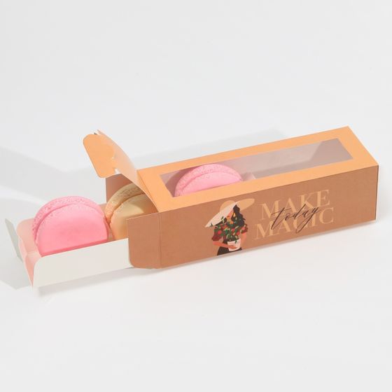 !09 Коробка складная для макарун (набор 6 штук) Make magic 18 х 5,5 х 5,5 см. кондитерская упаковка