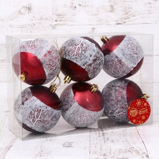 !09 Набор шаров 6 штук пластик d-8 см."Этель", цвет красно-белый