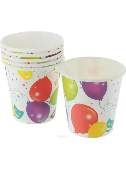 !09 Бумажные стаканы (наборы 18 штук) "ШАРИКИ" 250 мл.