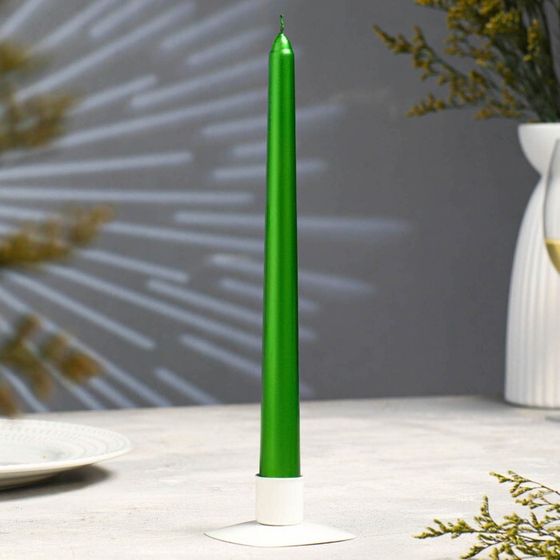 Свеча античная, 2,3х 25  см, лакированная  , зелёный металлик