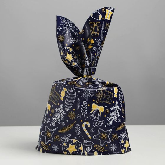 !09 Мешок (набор 9 штук) подарочный «Новогодний», 21 х 16.5 см.