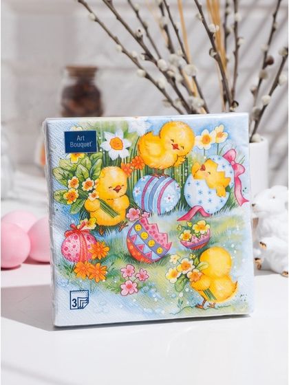 Пасхальные салфетки бумажные Art Bouquet «Пасхальные игры», 3 слоя, 33х33 см, 20 шт