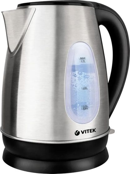 Чайник электрический Vitek VT-1134 1.7л 2200Вт серебристый/черный