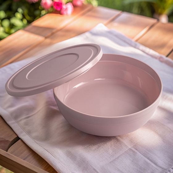 Салатник SANDY розовый 2.8л 25см низкий с крышкой