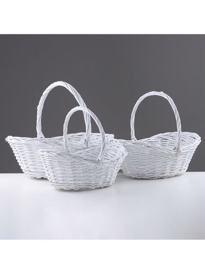УЦЕНКА Набор корзин, 3 шт, 50x37xH16/40 см, 41x31x13/34 см, 34x24x12/29 см, белый, лоза