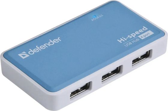 Разветвитель Defender USBQuadro Power USB2.0 портов:4 голубой (83503)