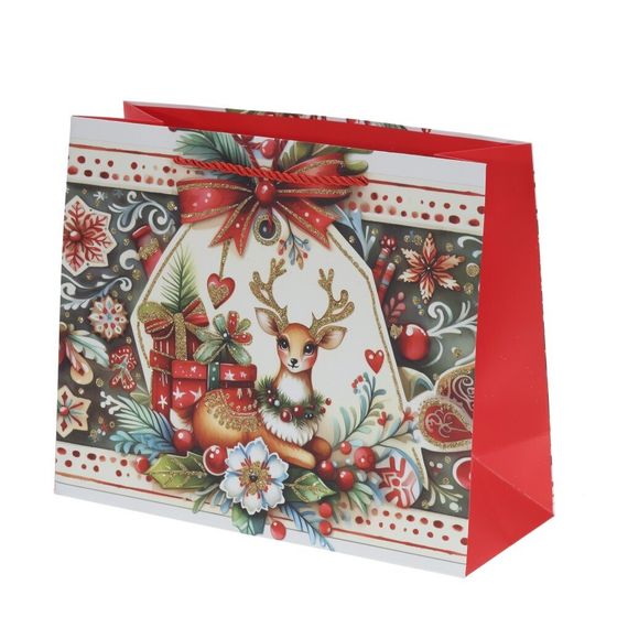 Пакет подарочный (бумага 210г/м2, блок 12шт), L25 W12 H31 см, 4в.