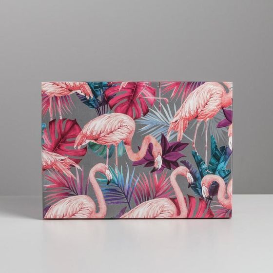!09 Набор 2 штуки - Коробка складная «Фламинго», 21 × 15 × 7 см.