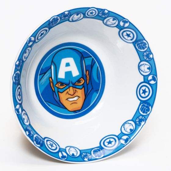!09 Набор посуды из керамики, 3 предмета: тарелка Ø 16.5 см, миска Ø 14 см, кружка 200 мл, «Мстители», Марвел