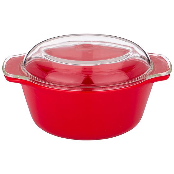 ФОРМА ДЛЯ ЗАПЕКАНИЯ СО СТЕКЛЯННОЙ ЖАРОПРОЧНОЙ КРЫШКОЙ AGNESS 28*23*13,4СМ 2,5Л КРАСНАЯ