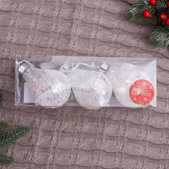 !09 Набор елочных украшений(набор 3 штуки) "Снежное царство", 7*9 см, цвет белый