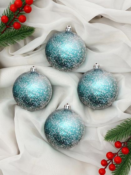 !09 Набор шаров 4 штуки пластик d-8 см. &quot;Джейн космос&quot; цвет изумруд