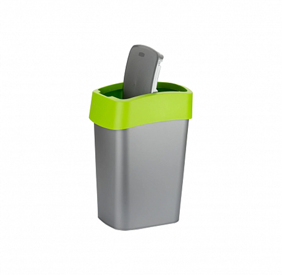 Контейнер для мусора FLIP BIN серебристый/зеленый 9л